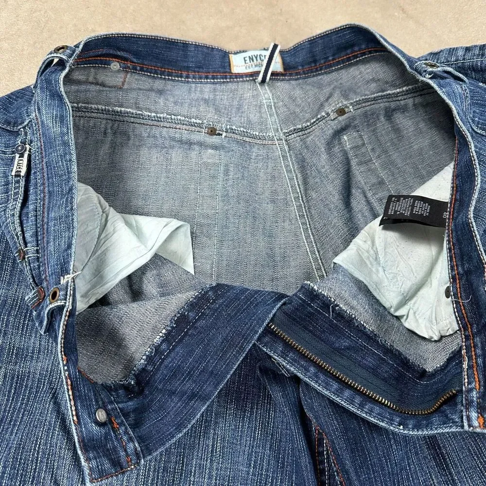Enyce Mens Size 40x32‎ Blue Denim Jeans Baggy Medium Wash Flap Pockets